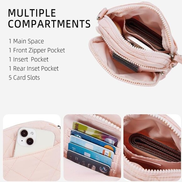 Small Quilted Crossbody Bags for Women Cell Phone Wallet Purse with Card Slots S - Picture 3 of 7